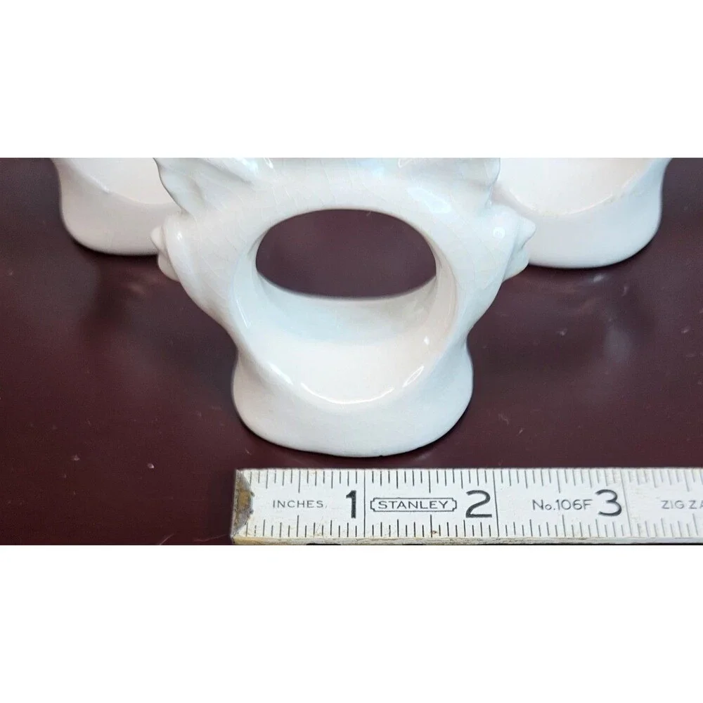 Set of 6 Porcelain Off-White Angel Cherub Napkin Rings